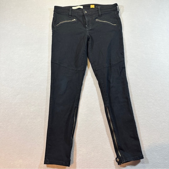 Pilcro and the Letterpress Denim - Pilcro & The Letterpress Serif Black Mid Rise Skinny Jeans Women’s 30 Zip